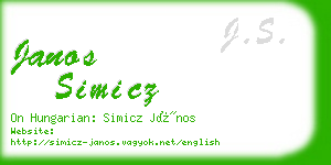 janos simicz business card